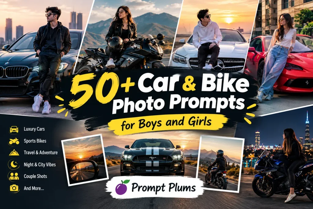 50+ Car & Bike Photo Prompts for Boys and Girls