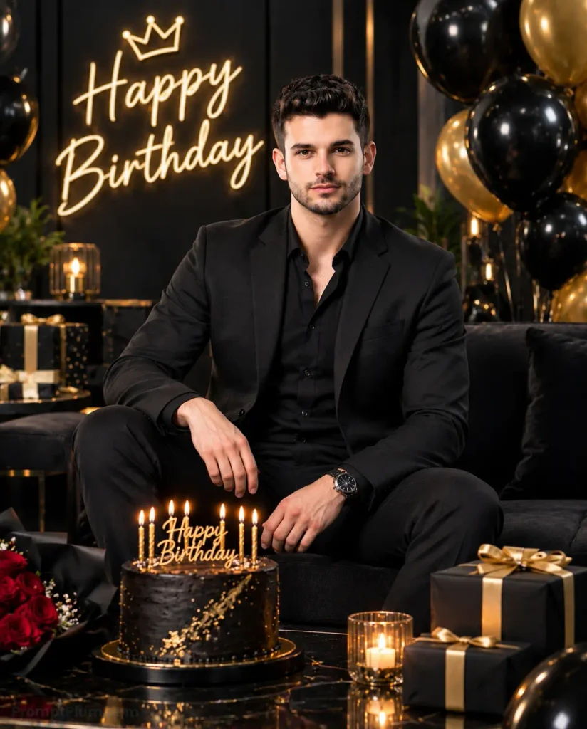 Grey Suit Birthday Celebration Portrait